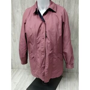 Vtg LONDON FOG Women's 8 Reg Dark Pink Over Coat Removable Lining Pockets Snaps